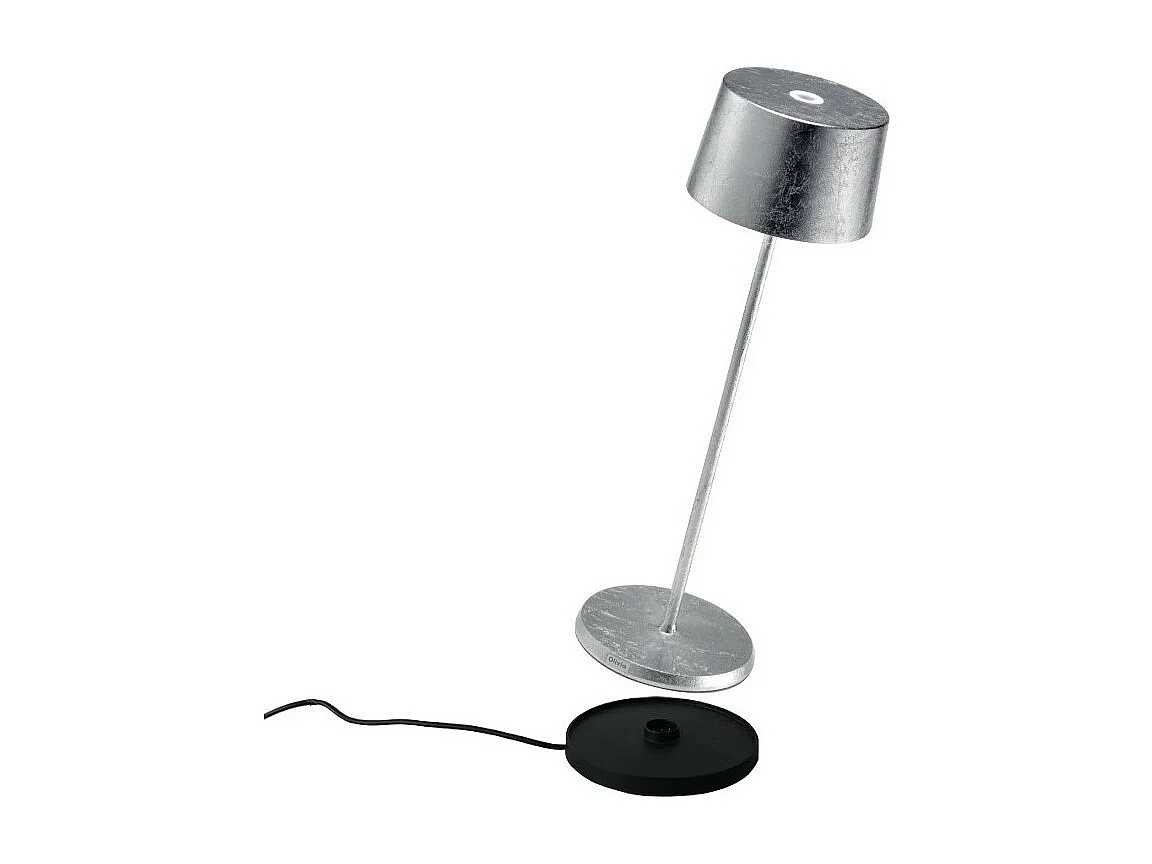 Olivia Pro Silver Leaf LED tafellamp, oplaadbaar en dimbaar