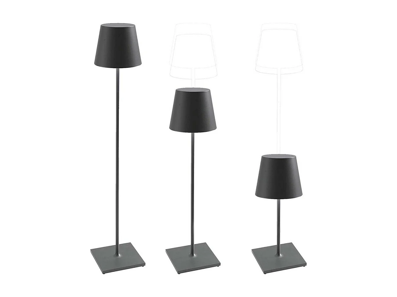 Poldina Pro XXL Donkergrijs LED-lamp oplaadbaar en dimbaar 150cm met batterij tot 12 uur