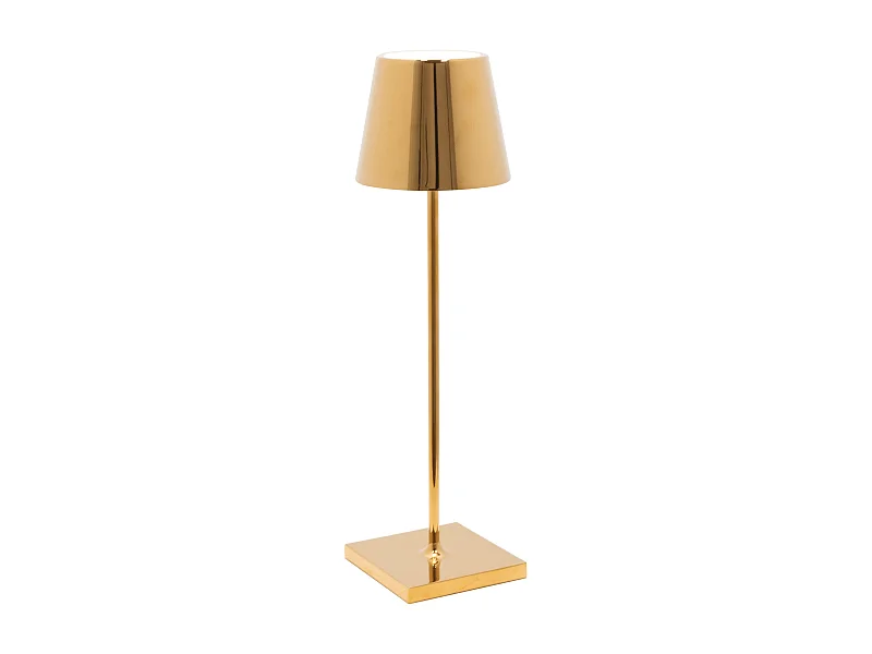 Lampe de table LED Poldina Pro Glossy Gold, rechargeable et dimmable avec une autonomie allant jusqu'à 12 heures