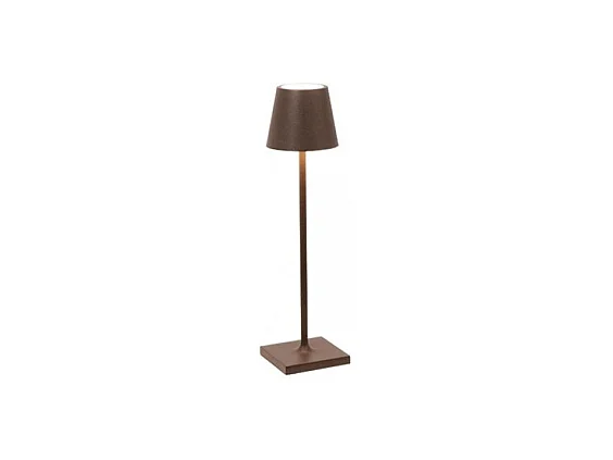 Lampe de table LED Poldina Pro Micro Corten, rechargeable et dimmable avec une autonomie allant jusqu'à 12 heures