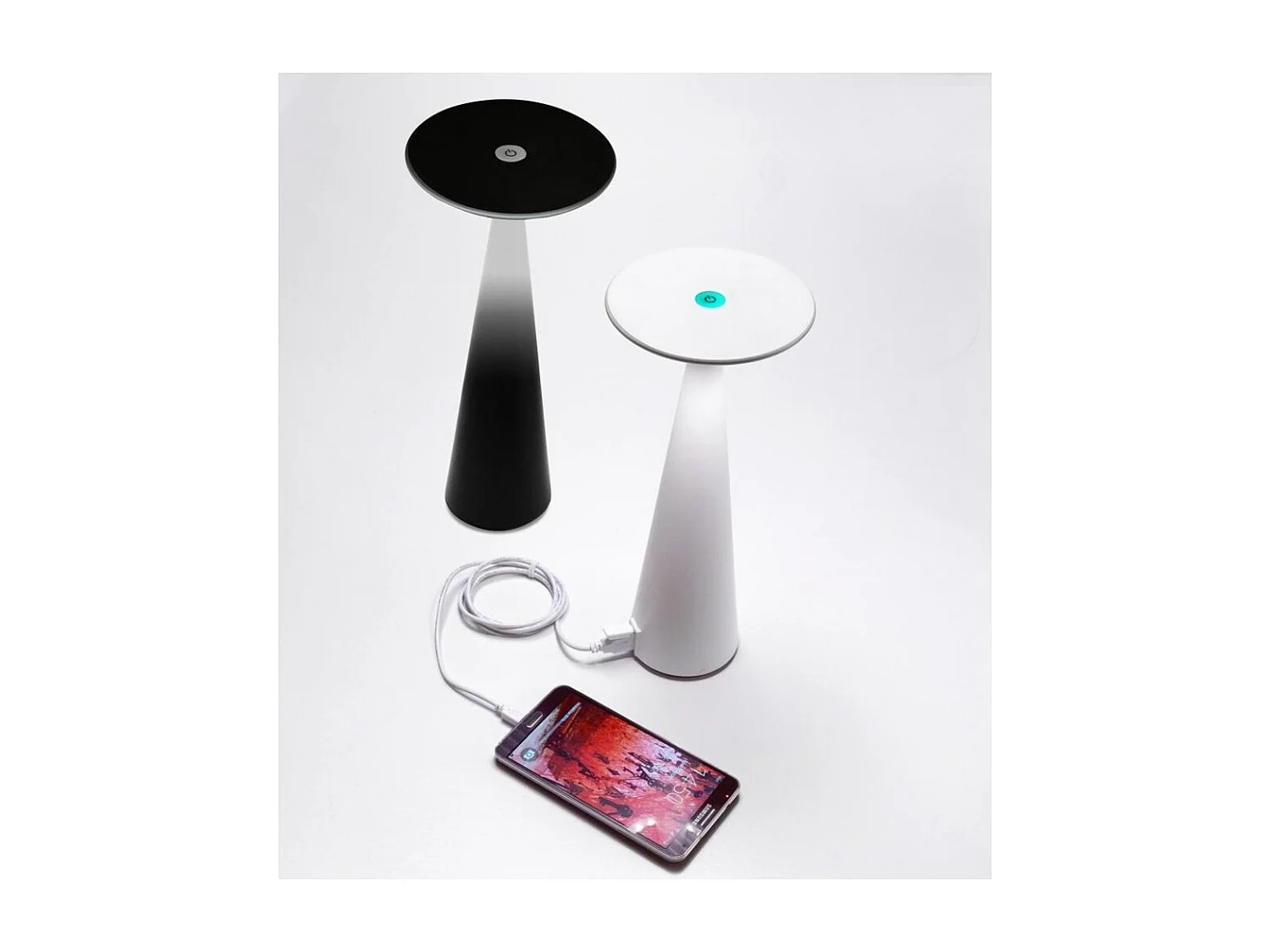 Lampa stołowa LED Dama Bianca z wejściem USB i funkcją powerbanku