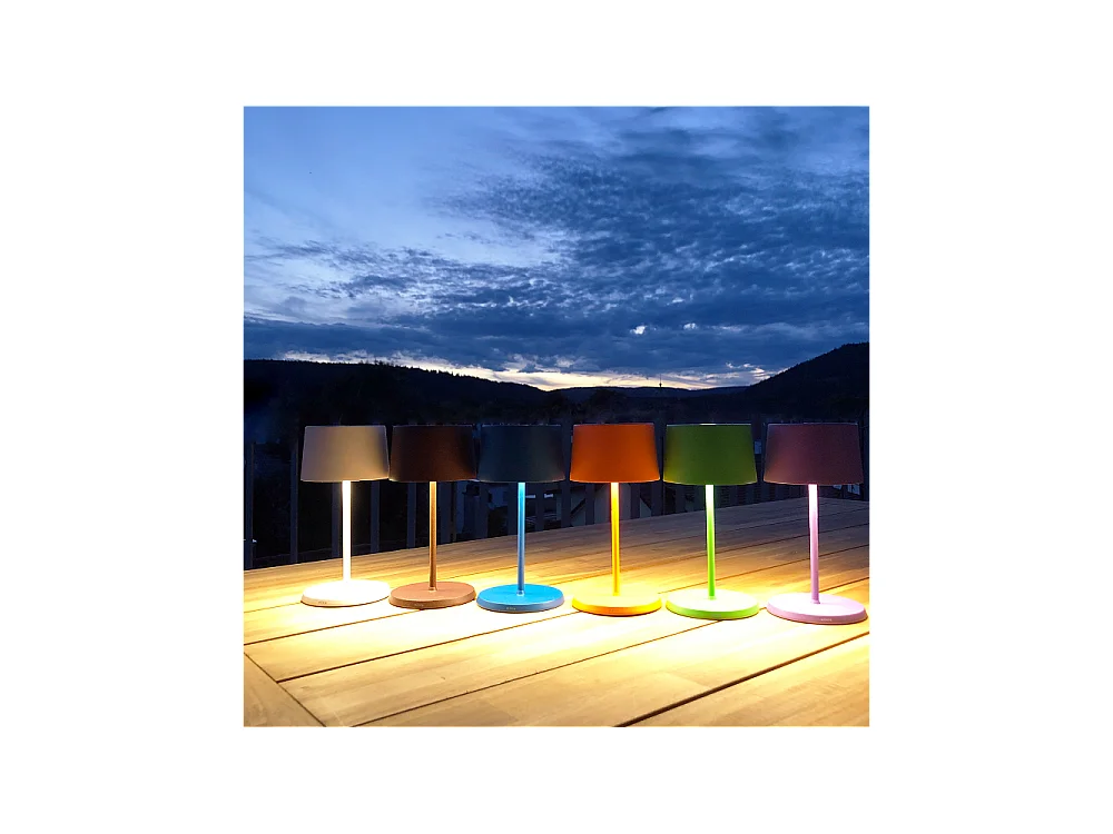 Lampe de table LED Olivia pro mini capri bleu, rechargeable et dimmable