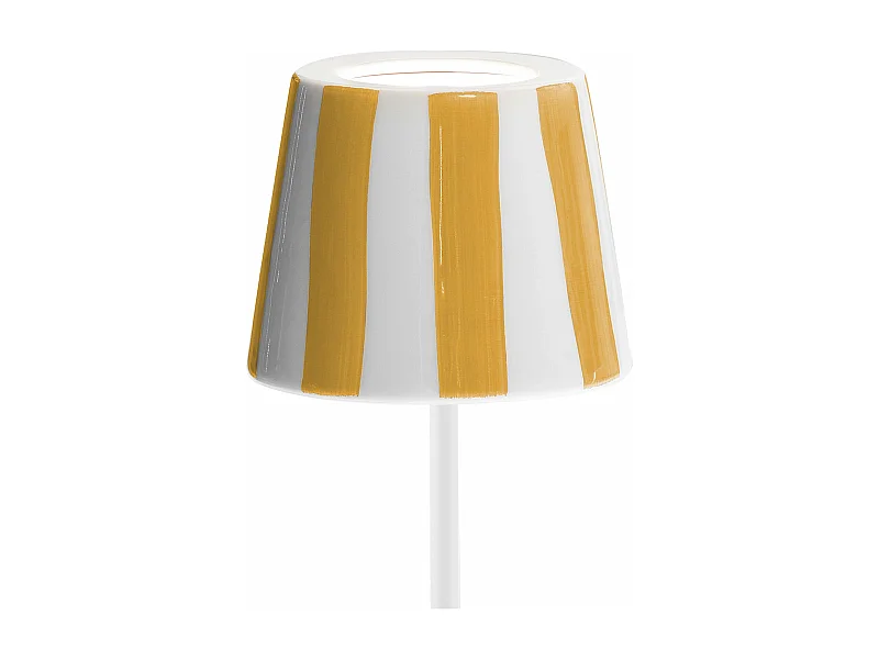 Lampe LED Poldina Lido rayures jaunes rechargeable IP65 extérieur, dimmable avec autonomie jusqu'à 12 heures