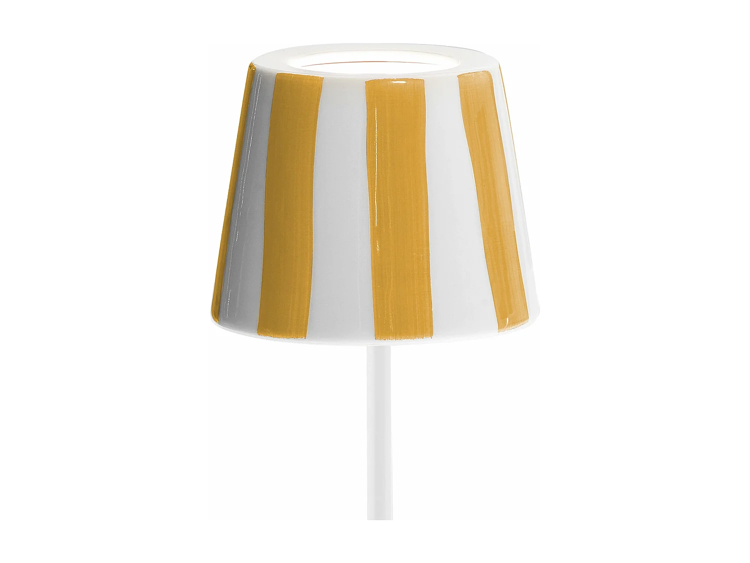 Lampe LED Poldina Lido rayures jaunes rechargeable IP65 extérieur, dimmable avec autonomie jusqu'à 12 heures