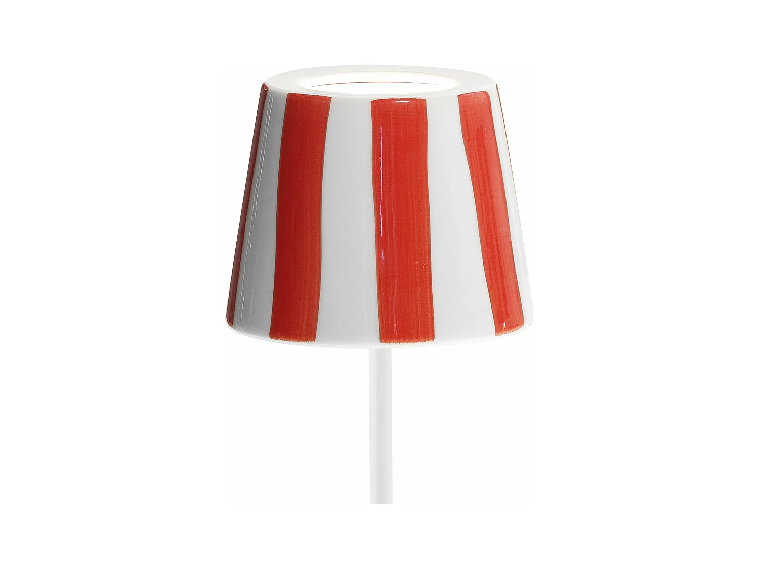 Lampe LED Poldina Lido rayures rouges rechargeable IP65 extérieur, dimmable avec autonomie jusqu'à 12 heures