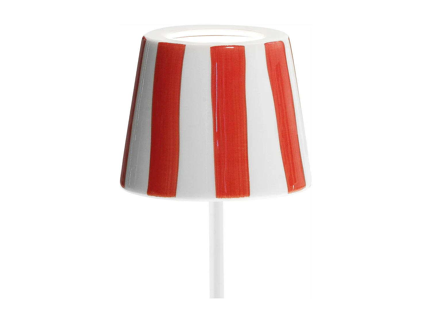 Lampe LED Poldina Lido rayures rouges rechargeable IP65 extérieur, dimmable avec autonomie jusqu'à 12 heures