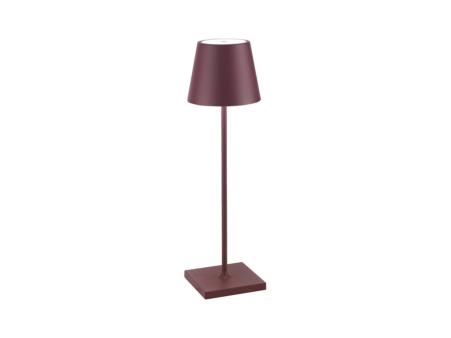 Lámpara de mesa LED recargable y regulable Poldina Pro Bordeaux con duración de batería de hasta 12 horas. Para uso exterior IP65