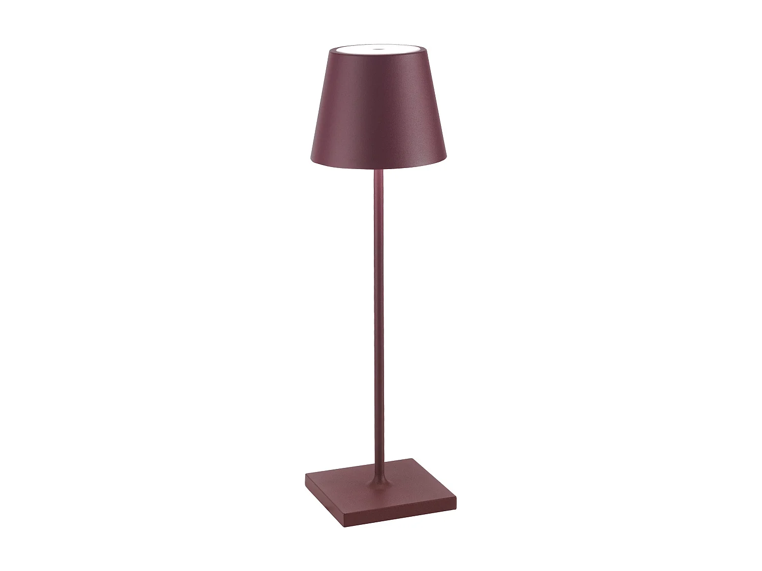 Lampe LED Poldina Pro Bordeaux rechargeable IP65 usage extérieur, dimmable avec autonomie jusqu'à 12 heures