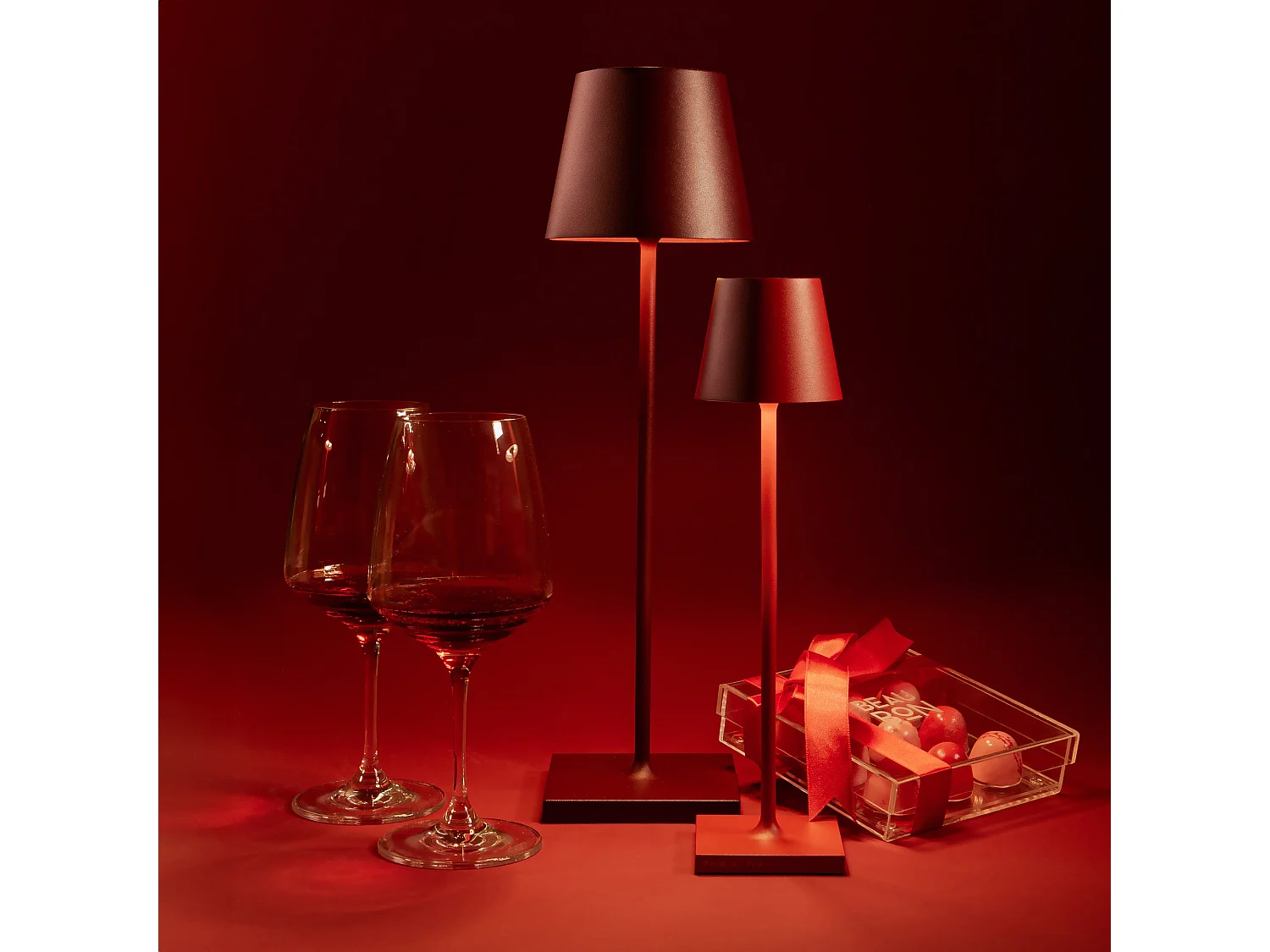 Lampe LED Poldina Pro Bordeaux rechargeable IP65 usage extérieur, dimmable avec autonomie jusqu'à 12 heures