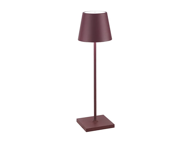 Lampe LED Poldina Pro Bordeaux rechargeable IP65 usage extérieur, dimmable avec autonomie jusqu'à 12 heures