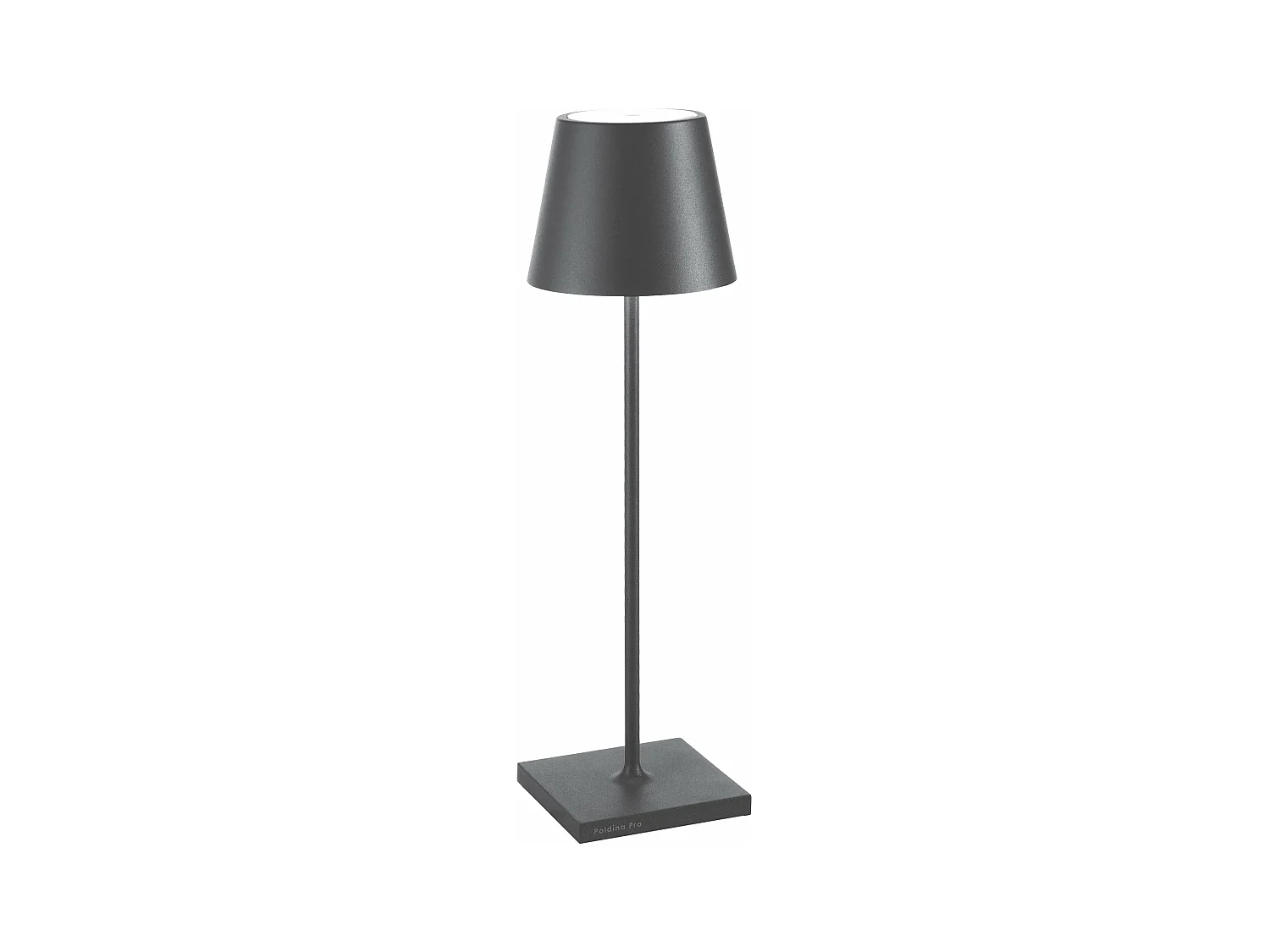 Lampe LED Poldina Pro Gris foncé rechargeable IP65 usage extérieur, dimmable avec autonomie jusqu'à 12 heures