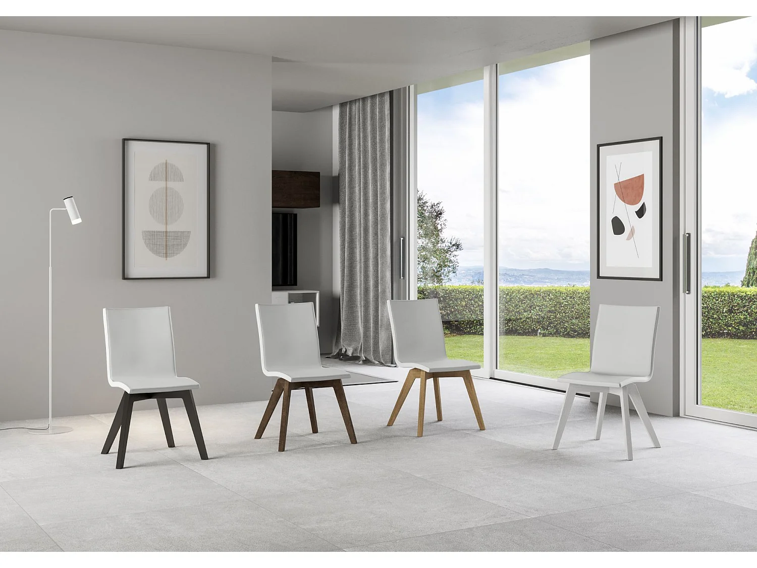 Krzesło Trudy białe nogi biała poduszka 01