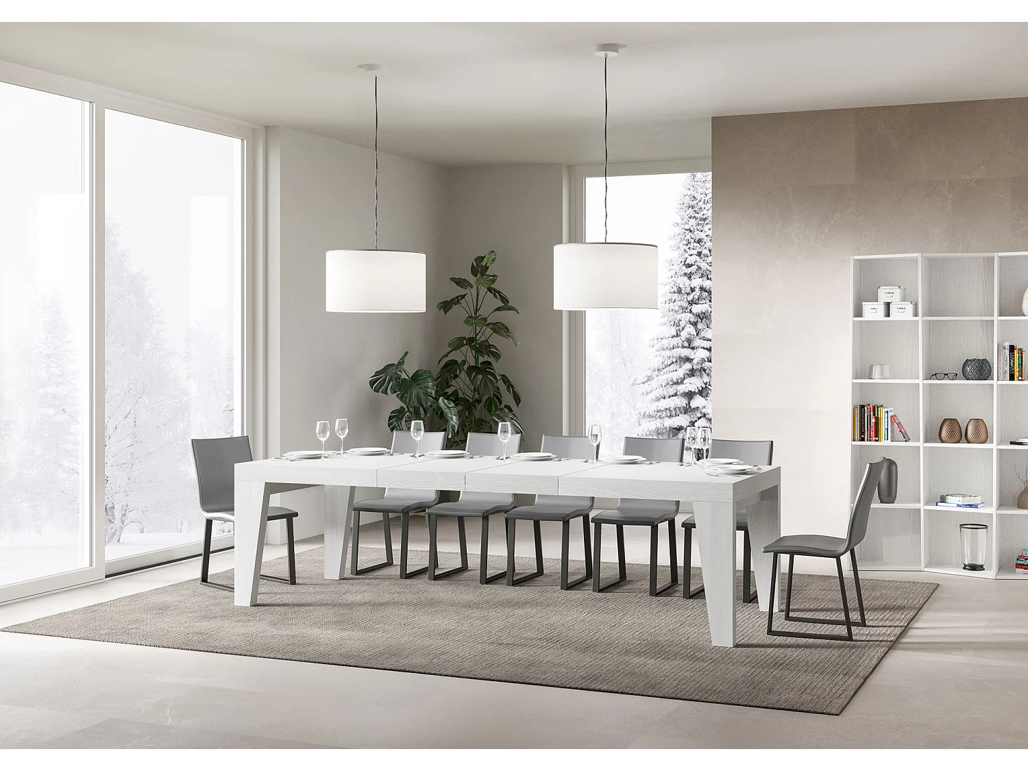 Tavolo allungabile 90x180/284 cm Naxy Premium Bianco Frassino