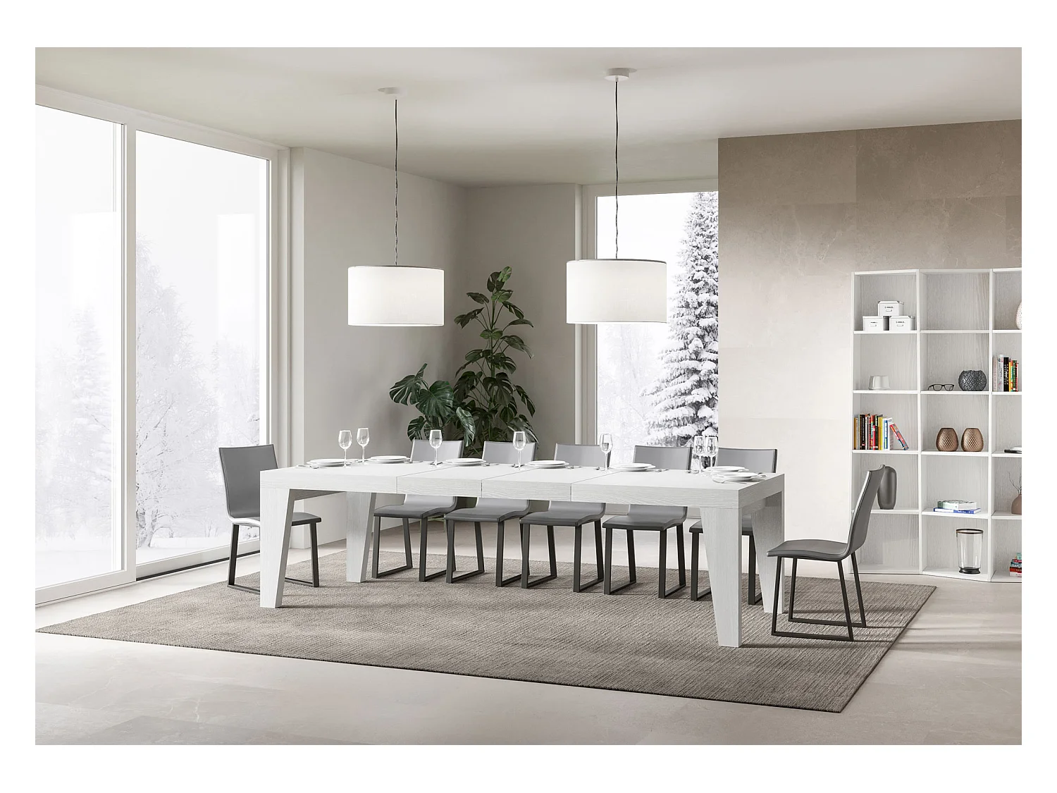 Table extensible 90x180/284 cm Naxy Premium Frêne Blanc