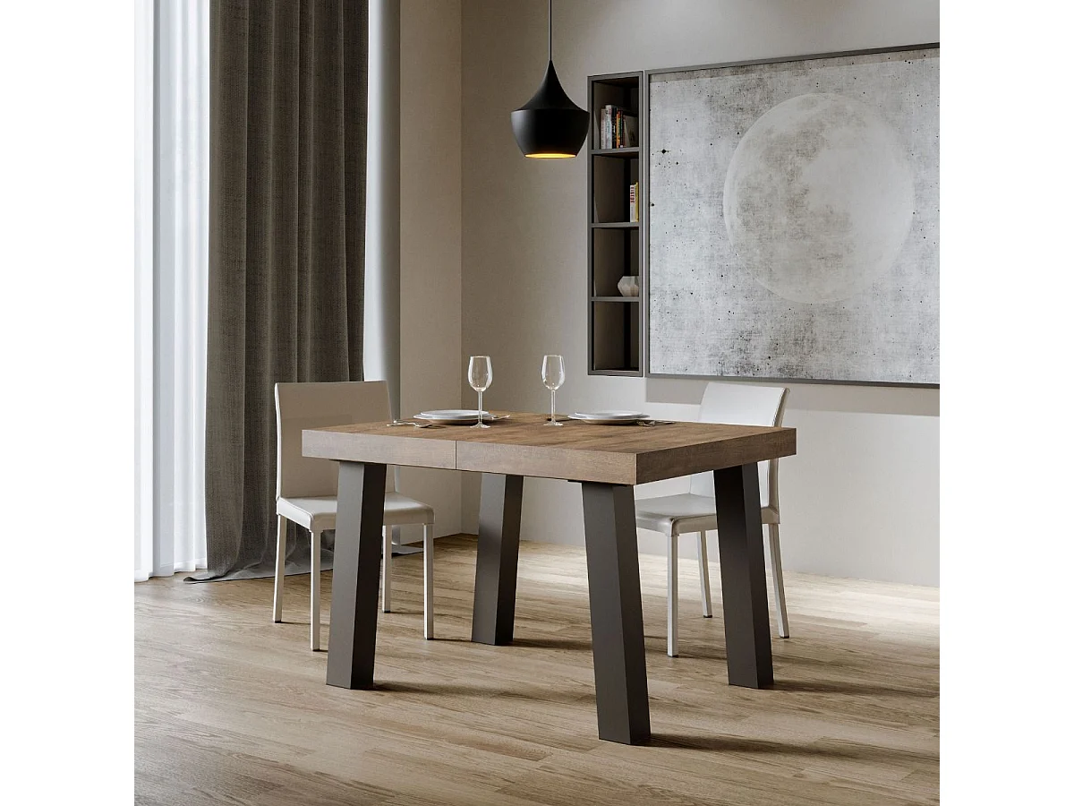 Table extensible 90x120/224 cm Bridge Noyer cadre Anthracite