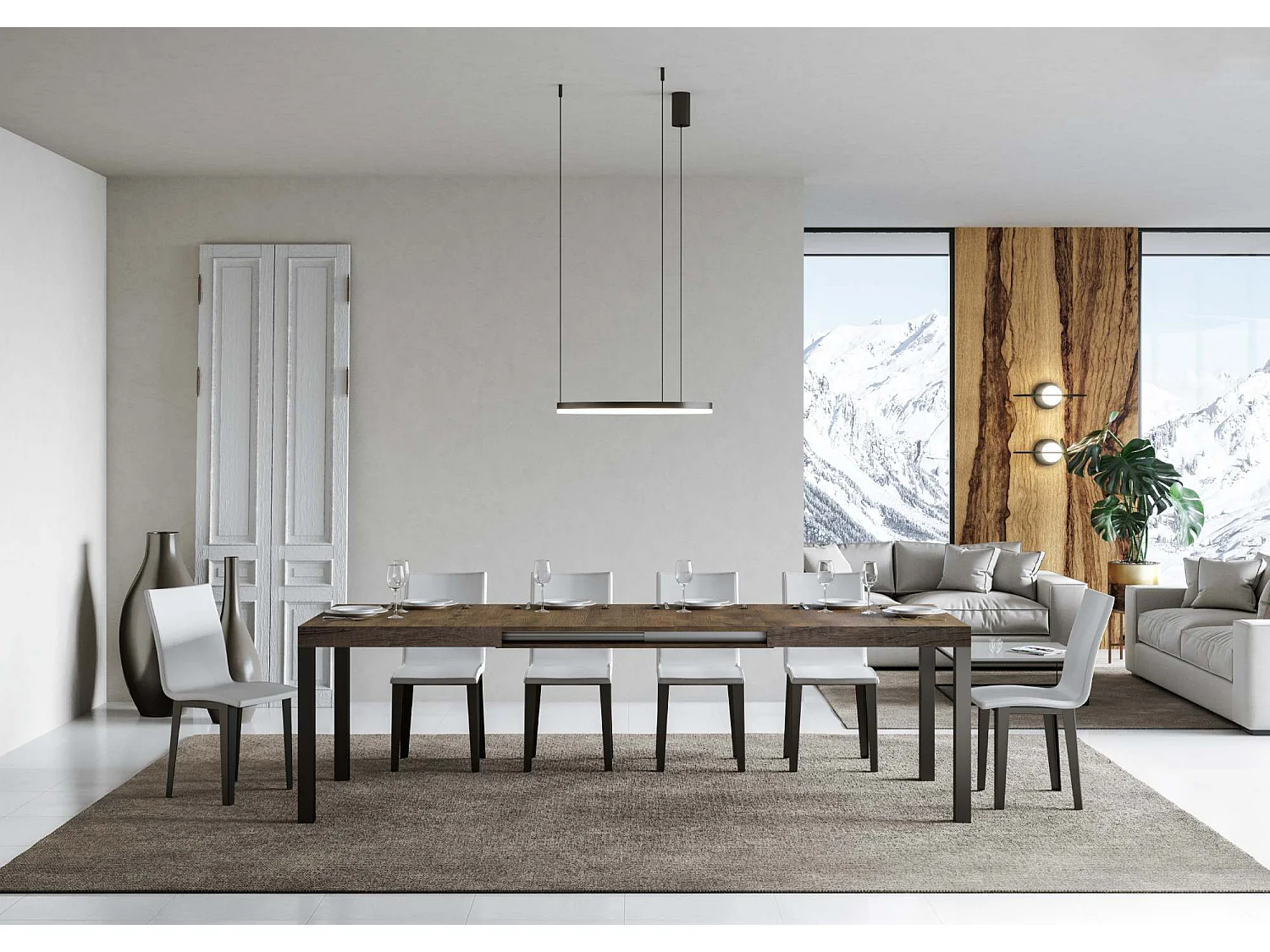 Mesa extensible 120/224x90 cm Everyday nogal patas antracita