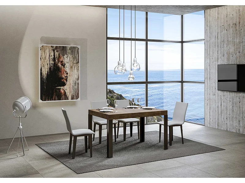 Table extensible 90x140/244 cm Linea Noyer cadre Anthracite