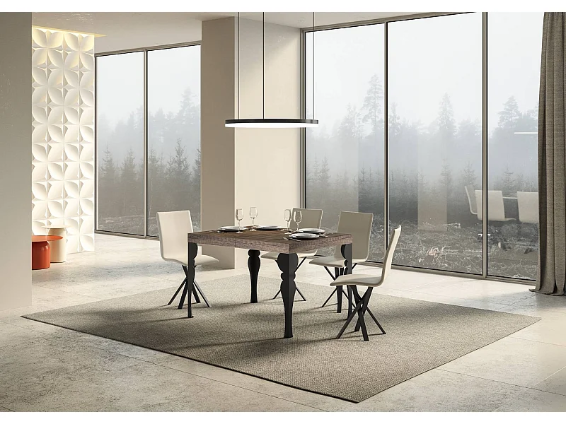 Table extensible 90x130/234 cm Paxon Premium Noyer cadre Anthracite