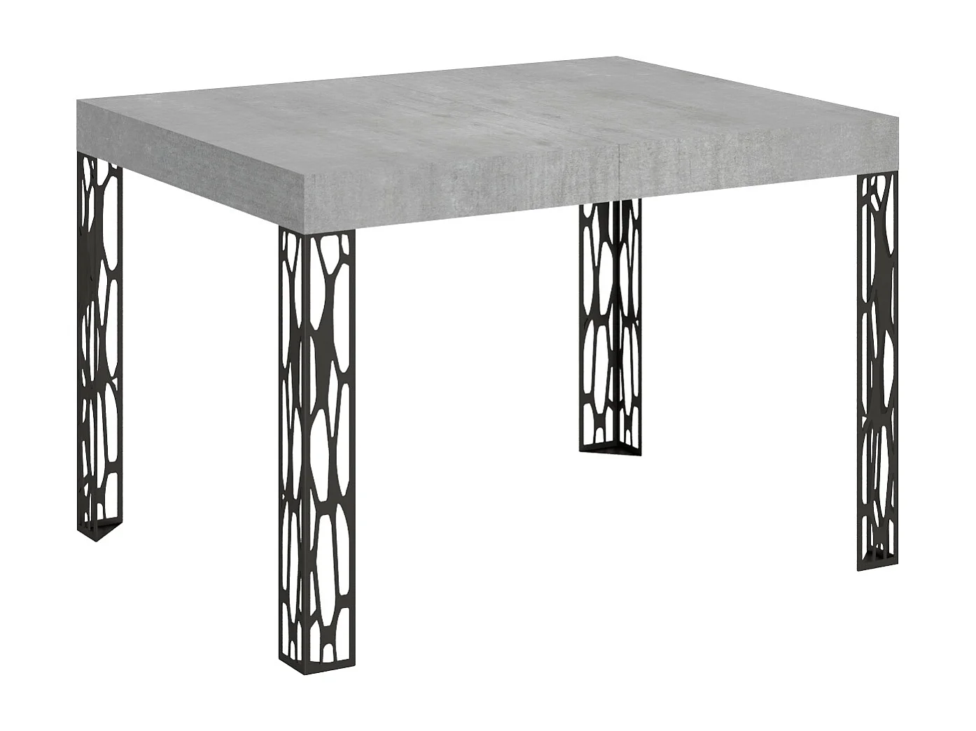 Table extensible 80x120/204 cm Ghibli Gris Béton cadre Anthracite