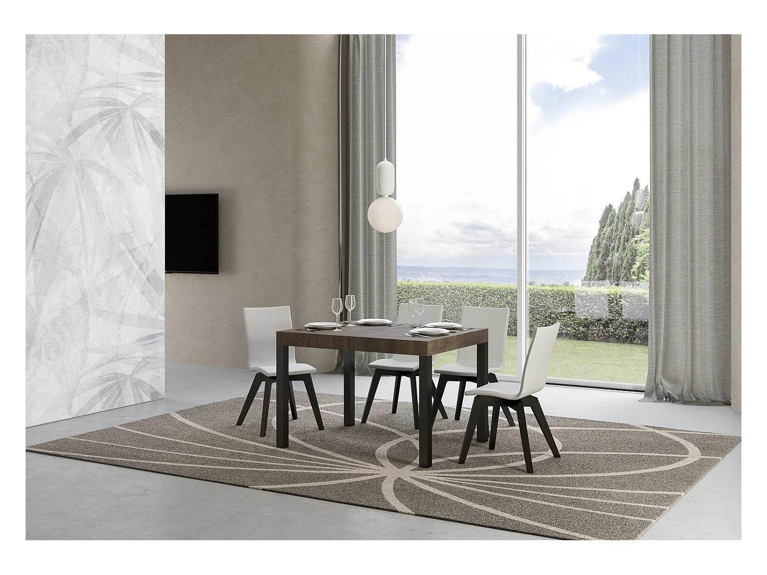 Table extensible 70x110/194 cm Everyday Noyer cadre Anthracite