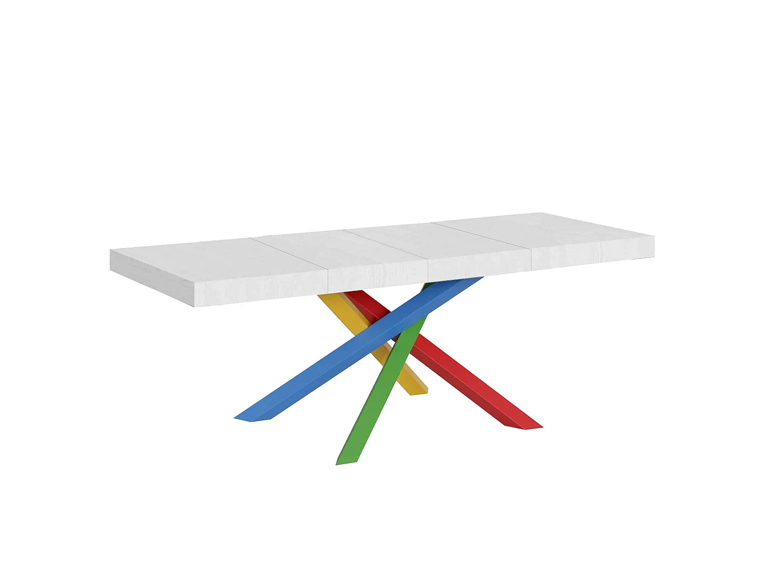 Uitschuifbare tafel 180/284x90 cm Volantis Premium eiken wit poten veelkleurig 4/B