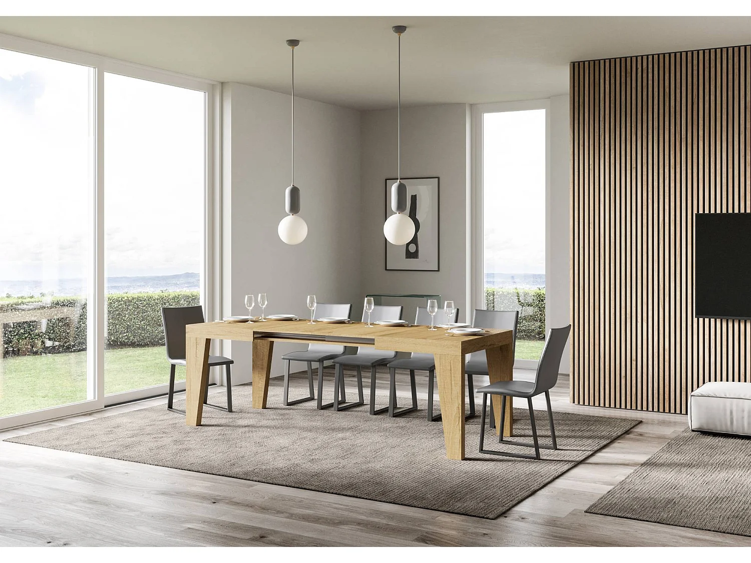 Table extensible 140/244x90 cm Naxy chêne nature