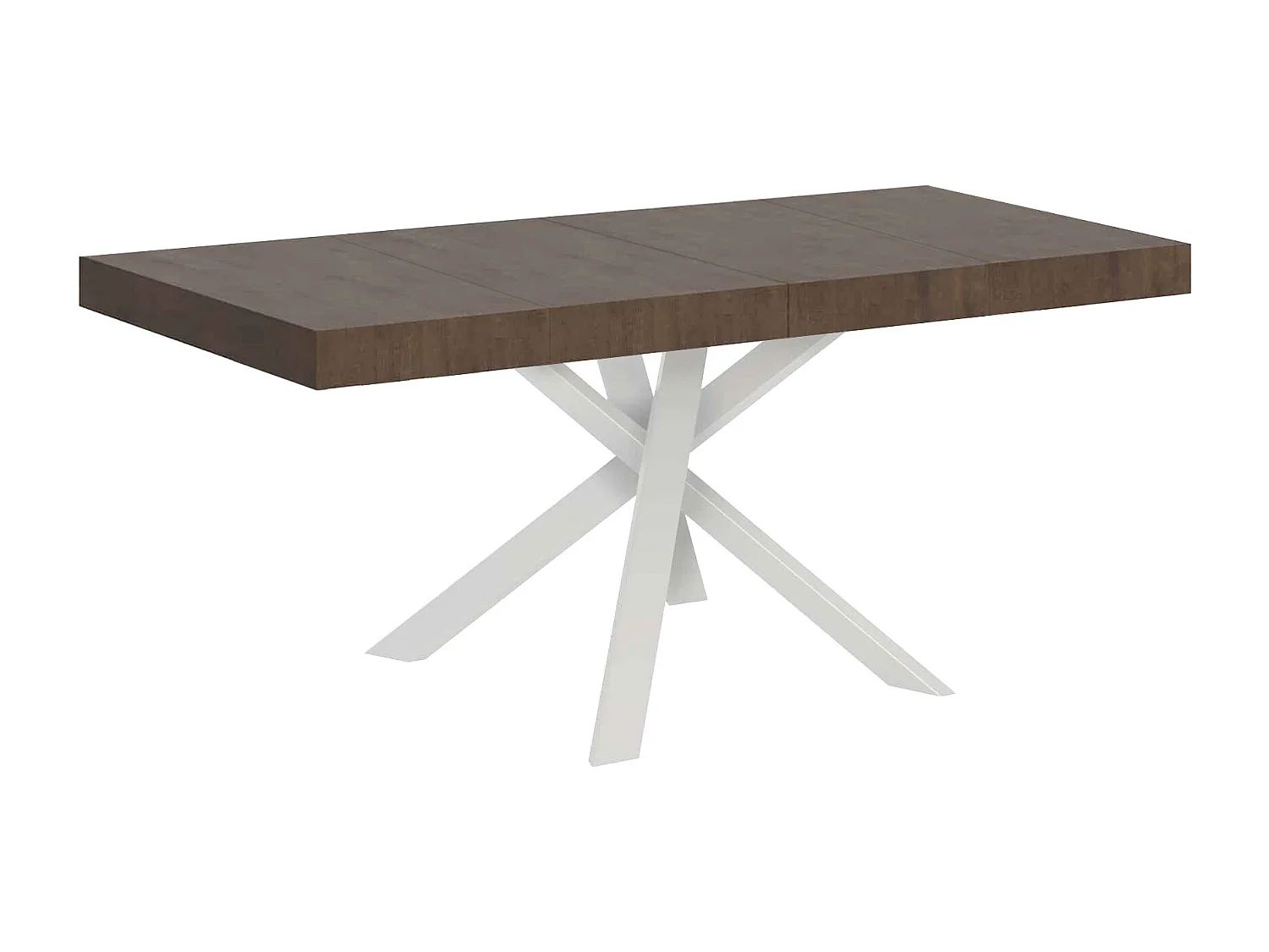Table extensible 90x90/194 cm Clerk Premium dessus Noyer pieds Blancs