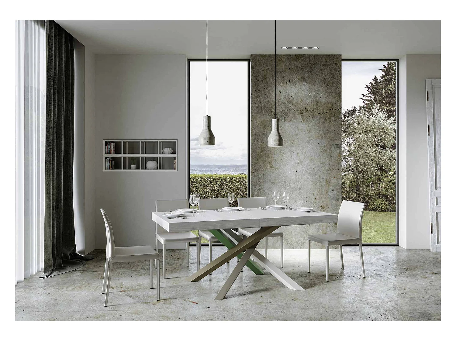 Table extensible 90x160/264 cm Volantis Premium Frêne Blanc cadre 4/A