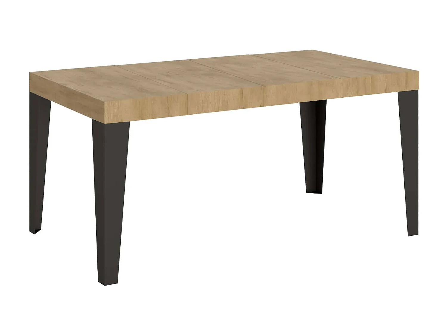 Mesa de comedor extensible Flavio-Color Natural-Soporte 2 pies-Alargaderas -Ancho extensible