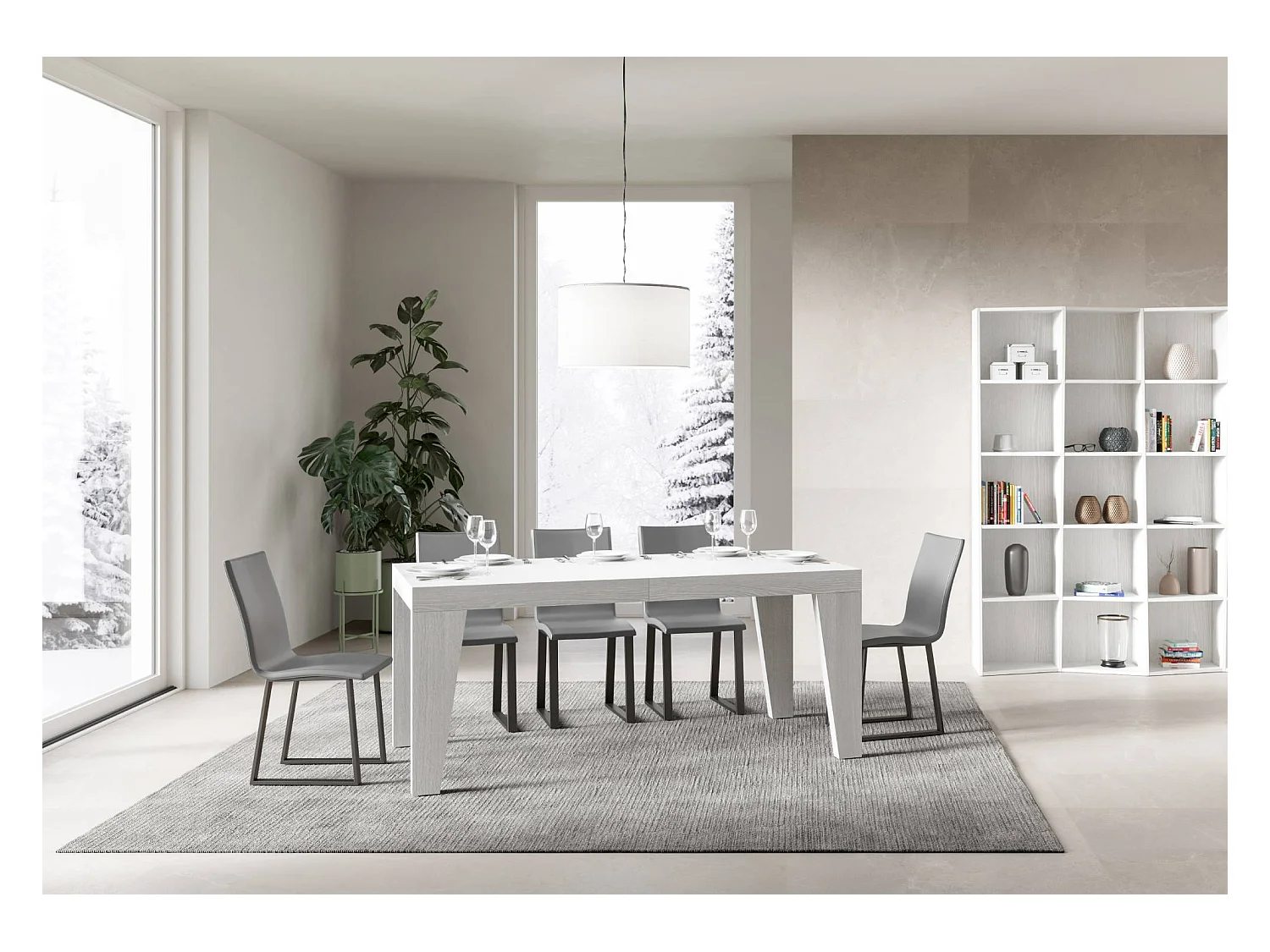Table extensible 90x160/264 cm Naxy Premium Frêne Blanc