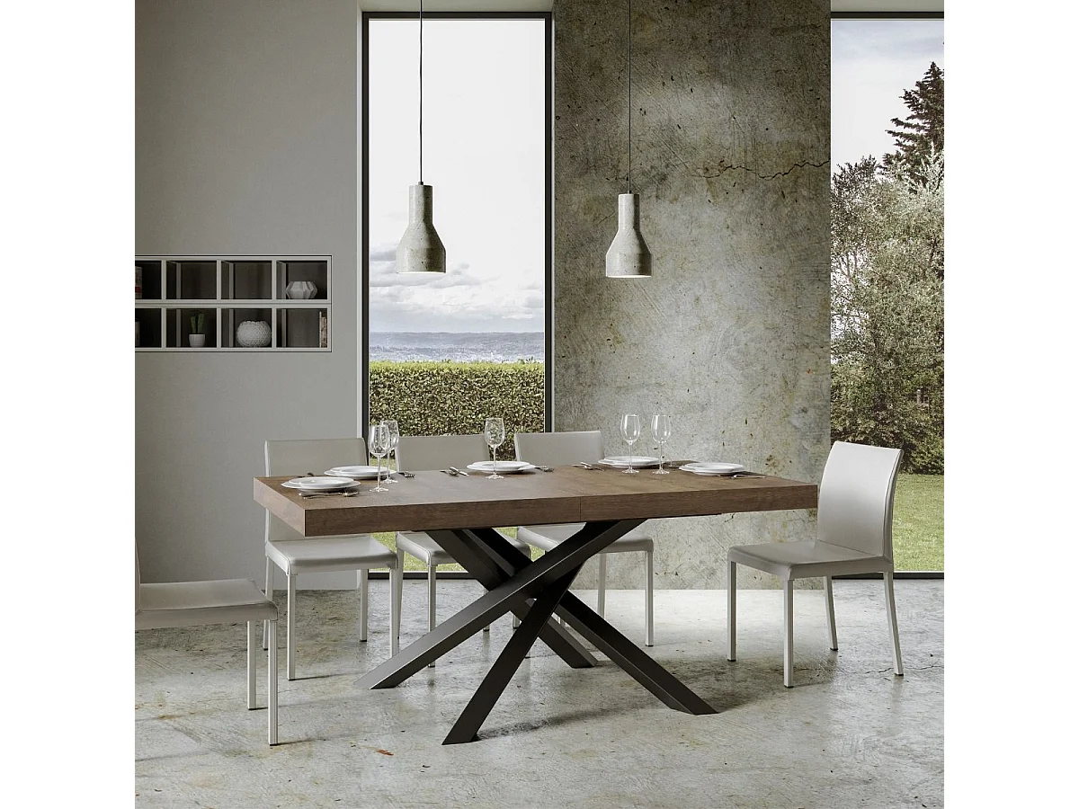 Tavolo allungabile 180/284x90 cm Volantis Premium noce gambe antracite