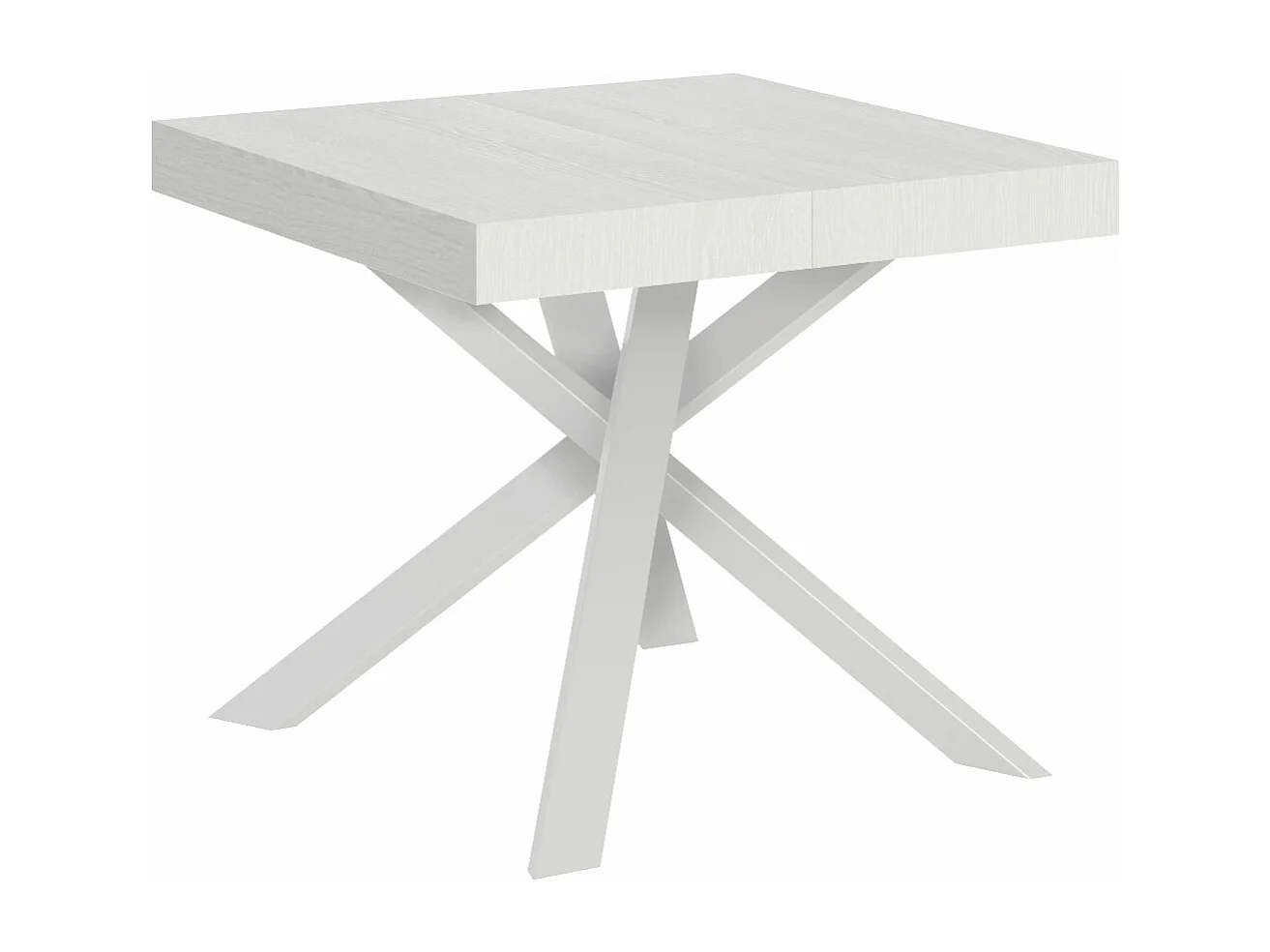 Uitschuifbare tafel 90x90/194 cm Clerk Wit essenblad - Witte poten