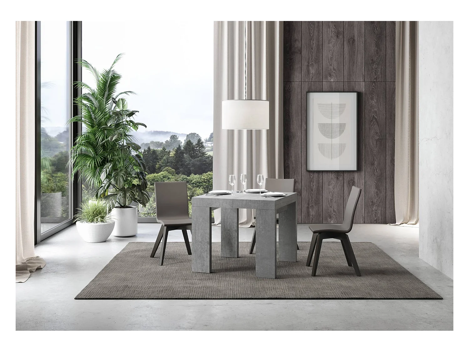 Table extensible 90x90/246 cm Roxell Premium Gris Béton