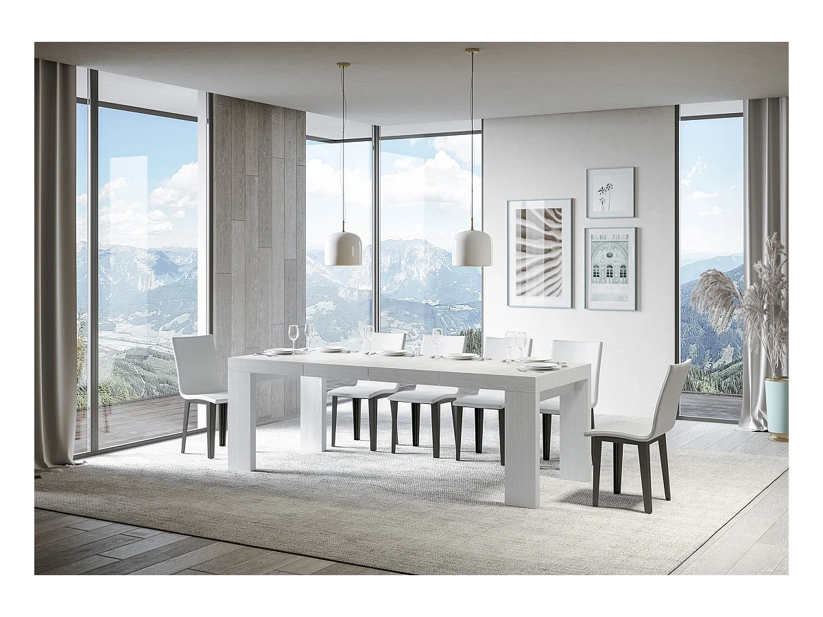 Roxell Premium Ausziehtisch 140/244x90 cm Esche weiß
