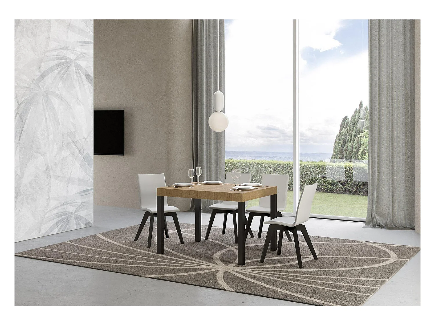 Table extensible 70x110/194 cm Everyday Chêne Nature cadre Anthracite