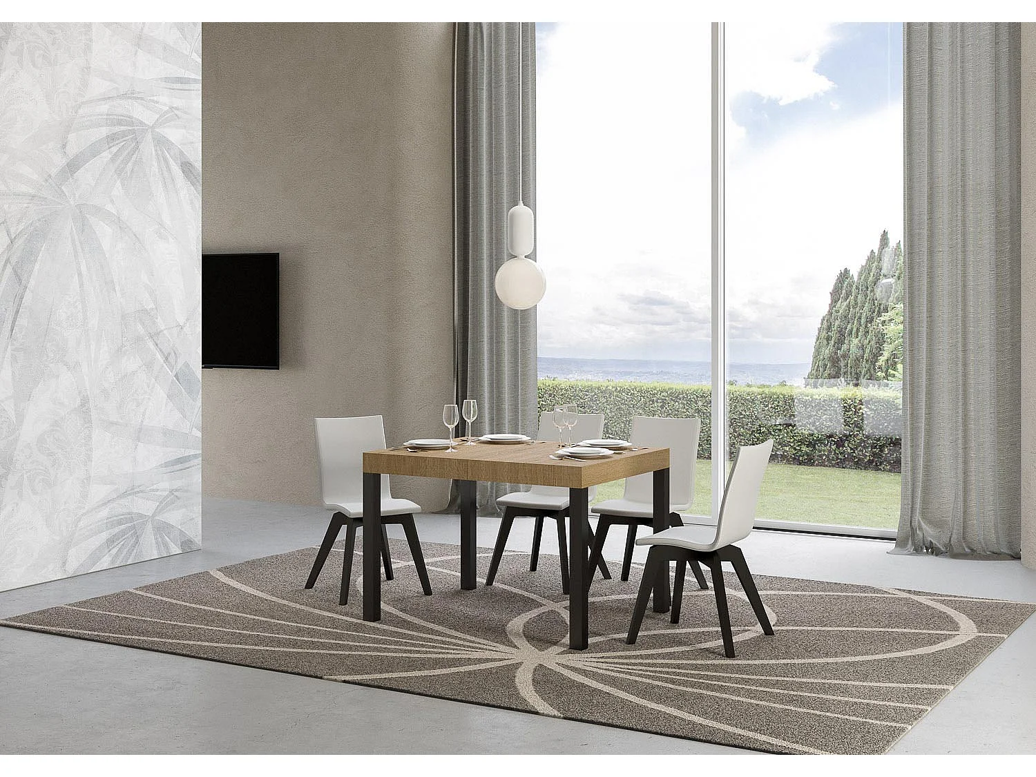Table extensible 110/194x70 cm Everyday chêne nature pieds anthracite