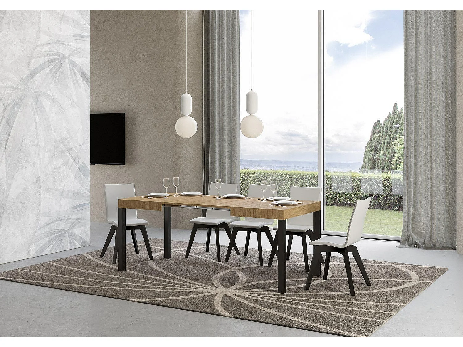 Table extensible 110/194x70 cm Everyday chêne nature pieds anthracite