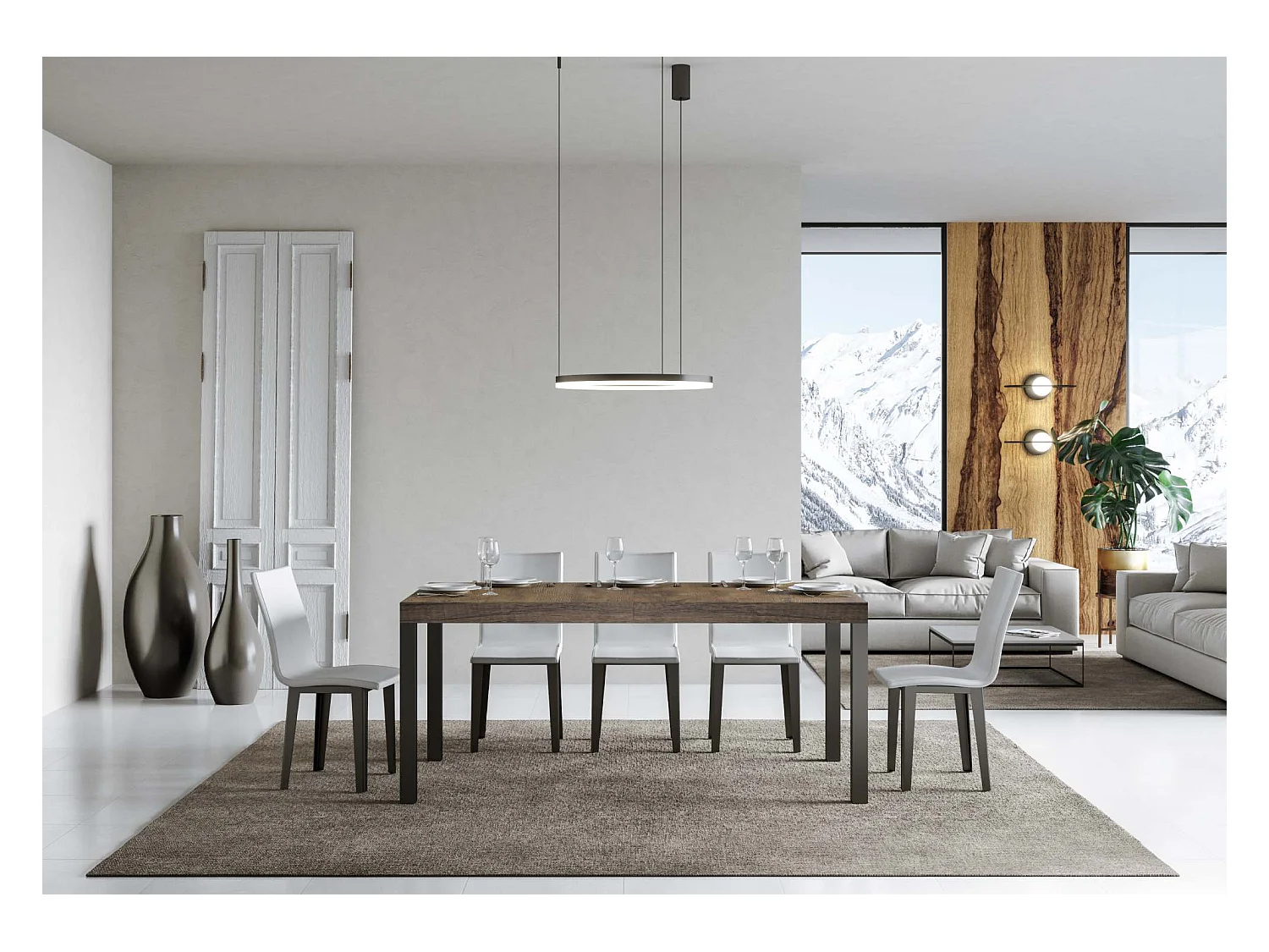 Table extensible 90x180/284 cm Everyday Premium Noyer cadre Anthracite
