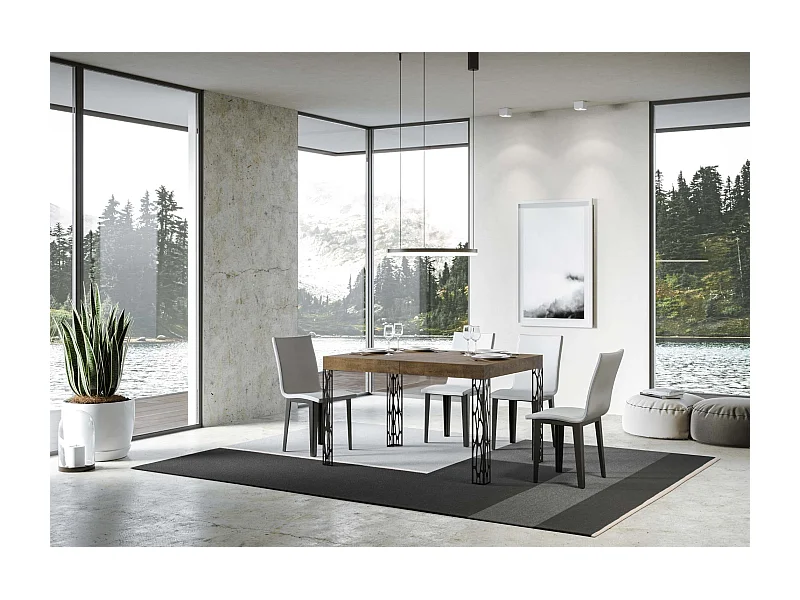 Table extensible 90x140/244 cm Ghibli Noyer cadre Anthracite