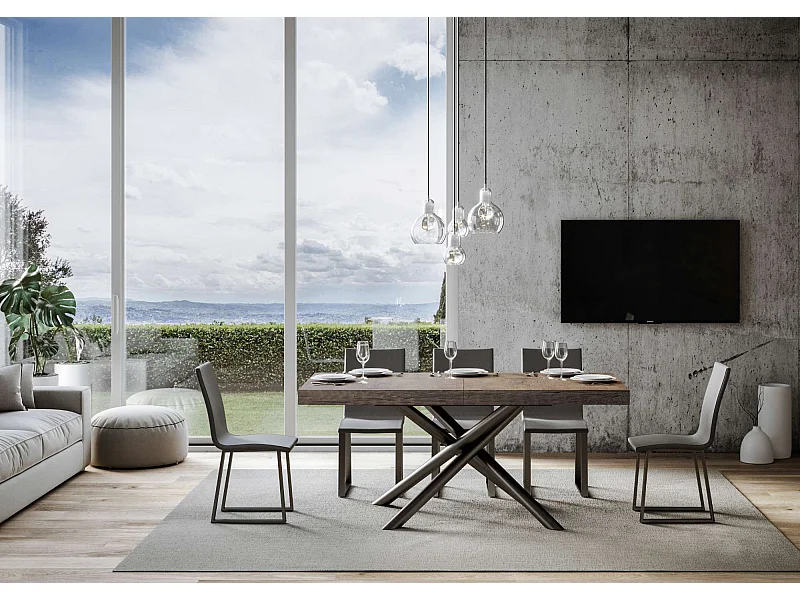 Table extensible 90x180/284 cm Famas Premium Noyer cadre Anthracite