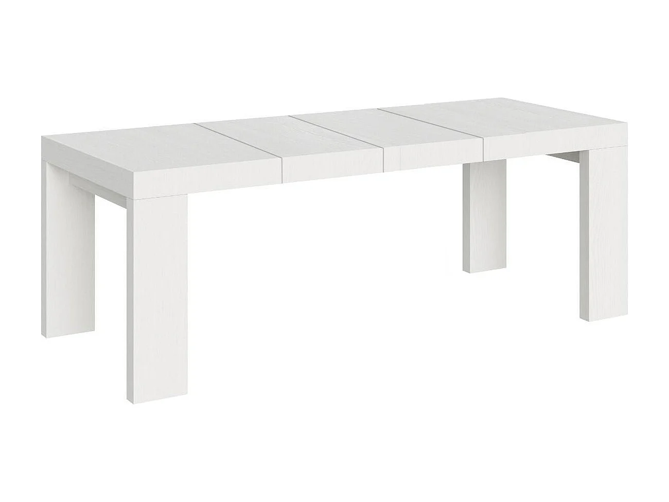 Ribo uitschuifbare houten eettafel-Kleur Wit-Steun 2 voet-Verlengsnoeren -Uitschuifbare breedte