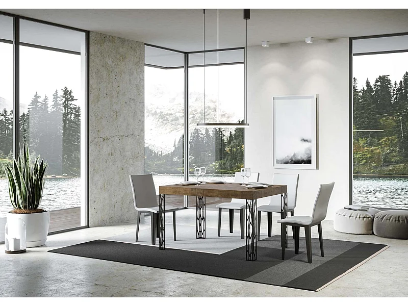 Table extensible 90x120/224 cm Ghibli Noyer cadre Anthracite