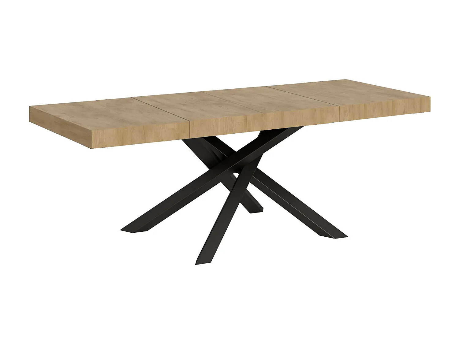 Table extensible 160/264x90 cm Volantis Premium chêne nature pieds anthracite