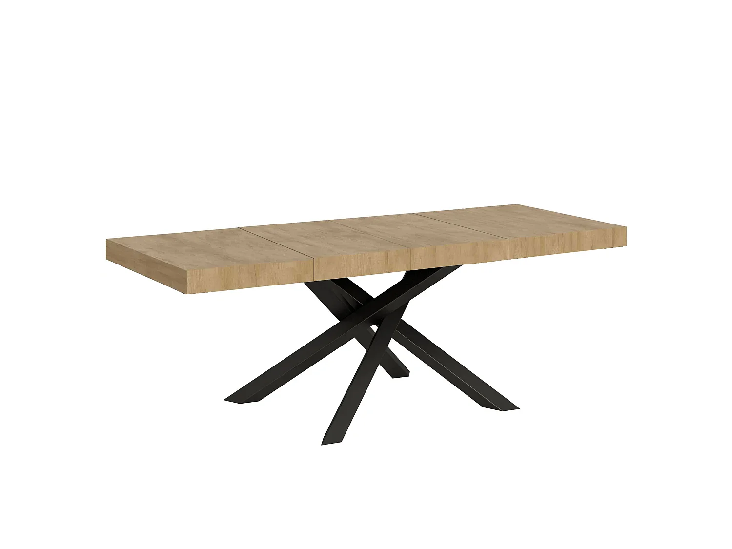Table extensible 160/264x90 cm Volantis Premium chêne nature pieds anthracite