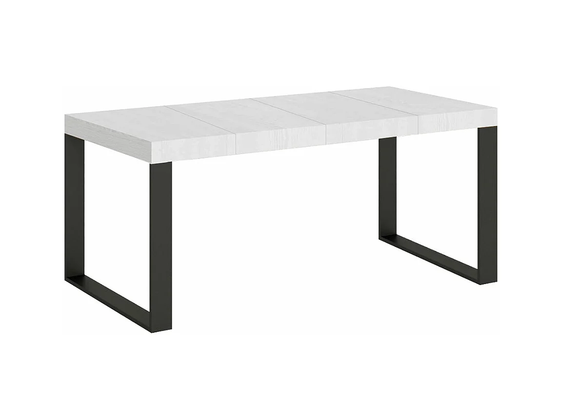 Ausziehtisch 90/246x90 cm Tecno Premium Esche weiß mit anthrazitfarbenen Beinen