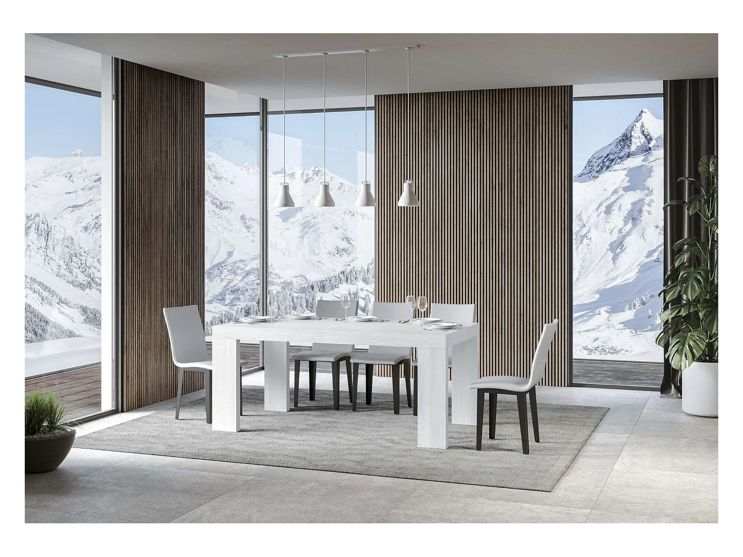 Table extensible 90x160/264 cm Roxell Premium Frêne Blanc