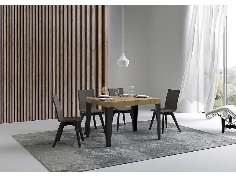Table extensible 110/194x70 cm Flame chêne nature pieds anthracite