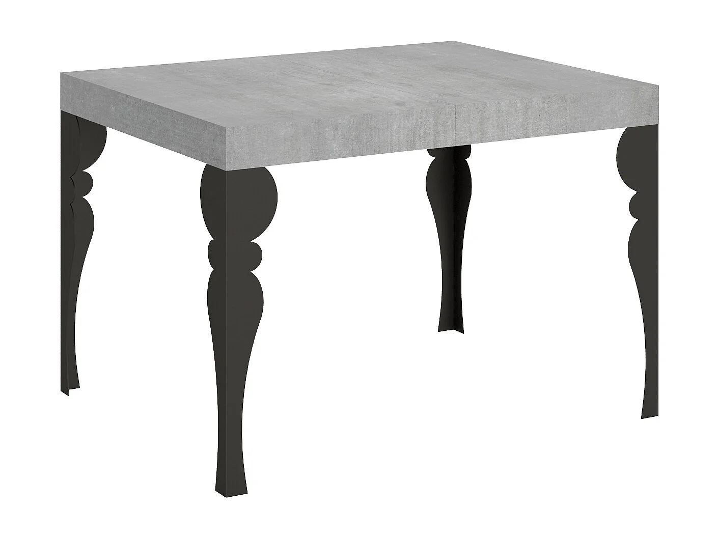 Table extensible 80x120/204 cm Paxon Gris Béton cadre Anthracite