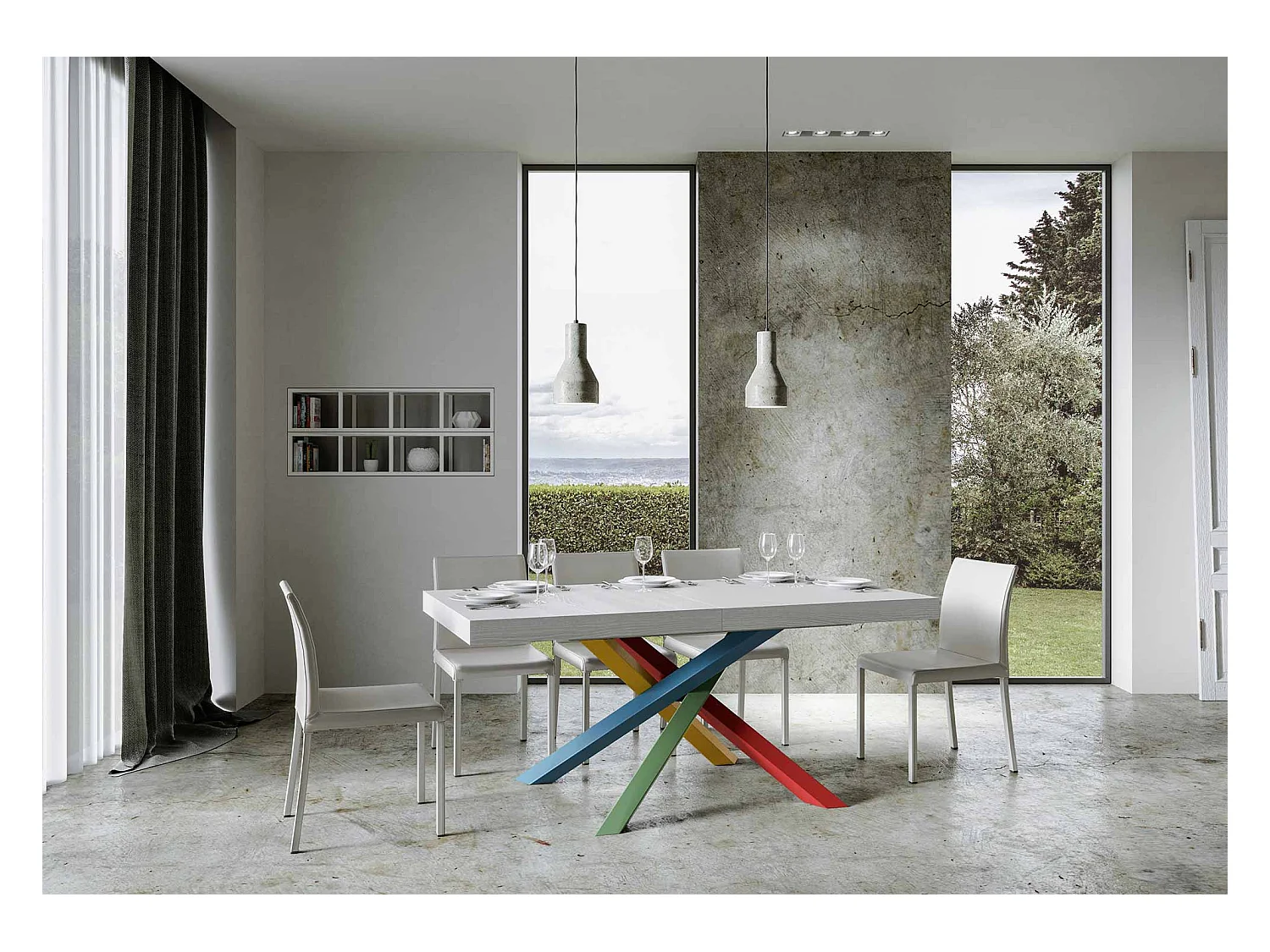 Table extensible 90x160/264 cm Volantis Premium Frêne Blanc cadre 4/B