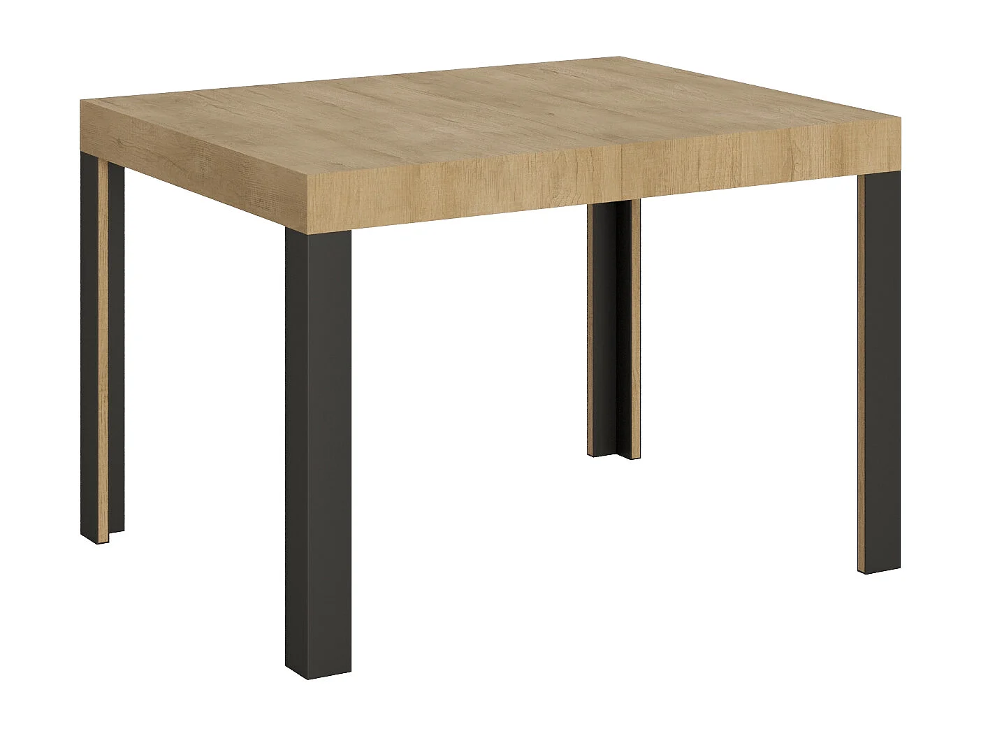 Table extensible 80x120/204 cm Linea Chêne Nature cadre Anthracite